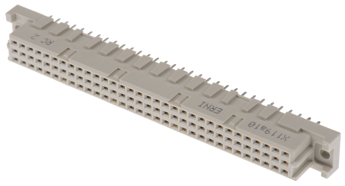 ERNI DIN 41612 96 Way 2.54 mm Pitch, Type Through Hole, Type C/2, Type Solder Class Class C2, 3 Row Female, Straight DIN