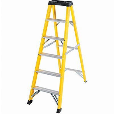 RS PRO Fibreglass 6 steps Step Ladder, 0.78m platform height, 3.05 m open length
