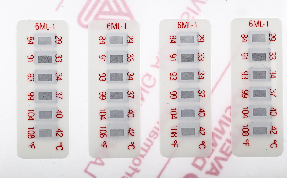 RS PRO Temperature Sensitive Label 29 °C to 42 °C 6 Levels