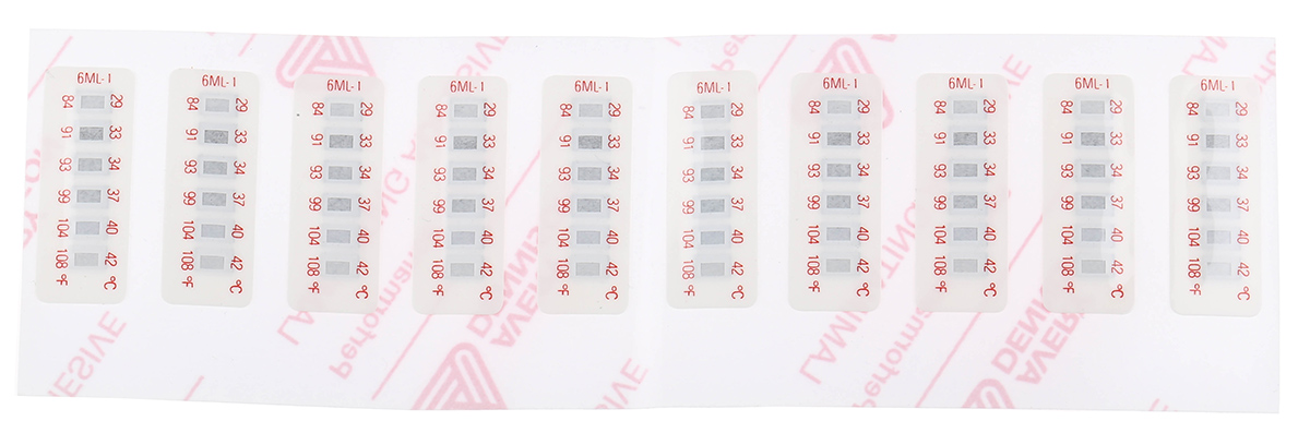 285-914 RS PRO Temperature Sensitive Label 29 °C to 42 °C 6 Levels