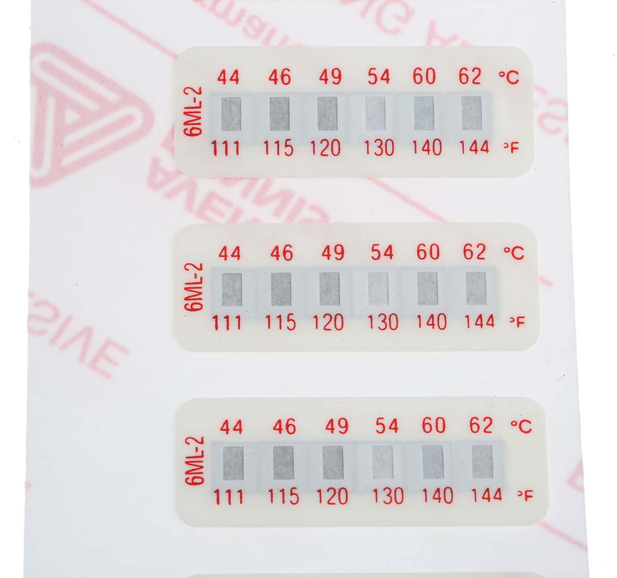 285-920 RS PRO Temperature Sensitive Label 44 °C to 62 °C 6 Levels