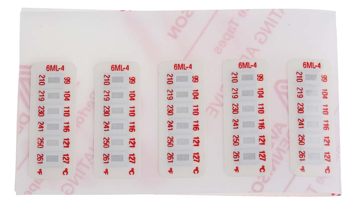 RS PRO Temperature Sensitive Label 99 °C to 127 °C 6 Levels