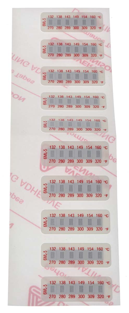 RS PRO Temperature Sensitive Label 135 °C to 160 °C 6 Levels