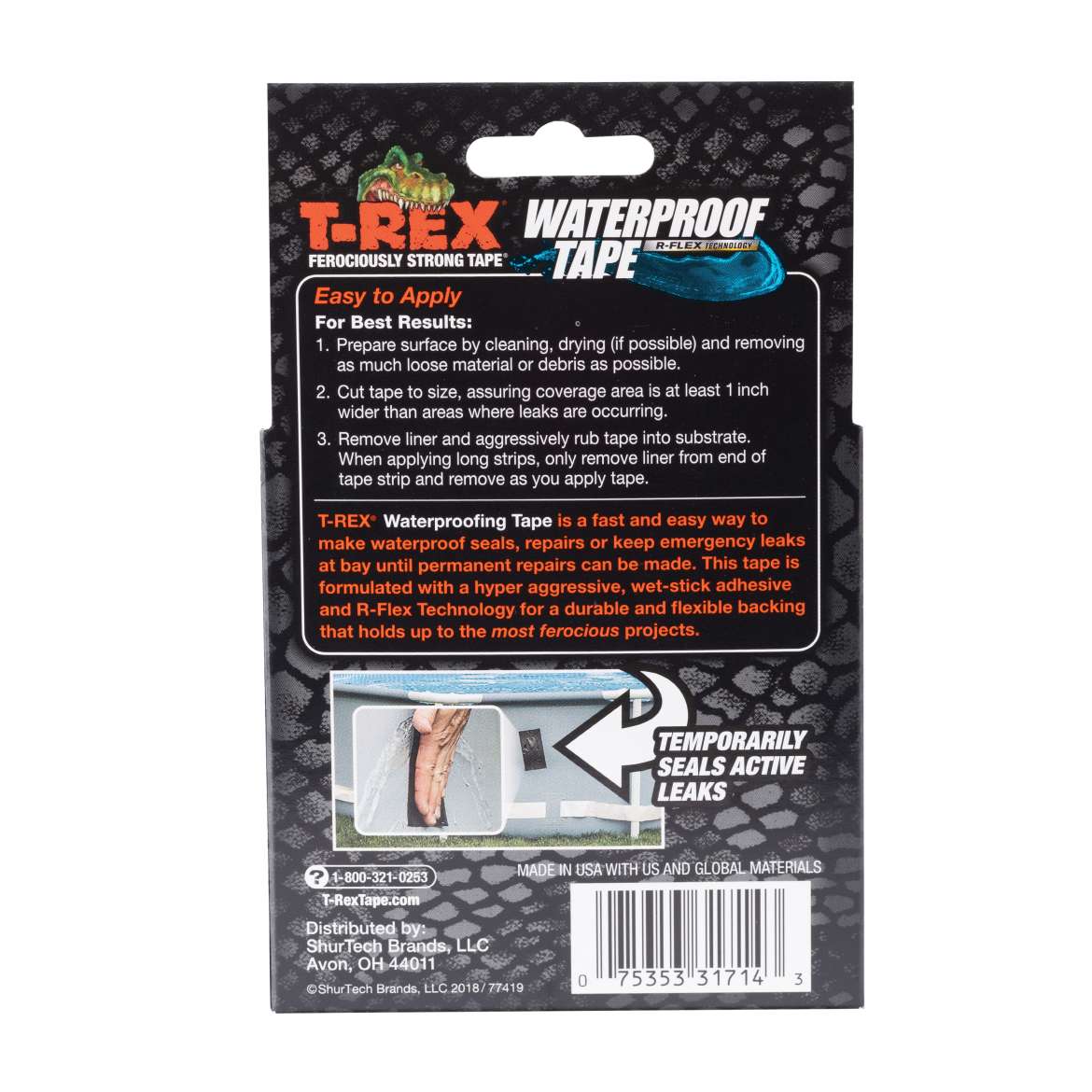 285988 T-REX  Black Self-Amalgamating Tape 48mm x 1.52 m