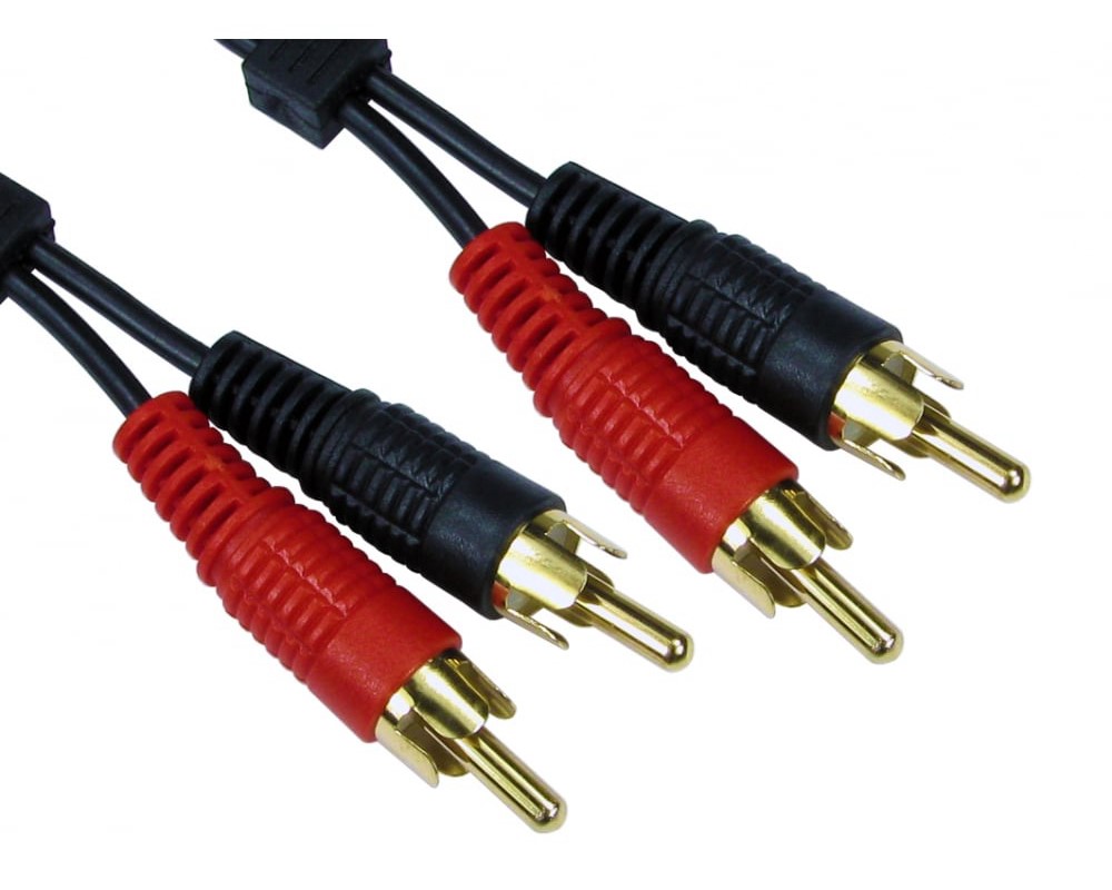 RS PRO Male RCA to Male RCA x 2 RCA Cable, Black, 2.5 m