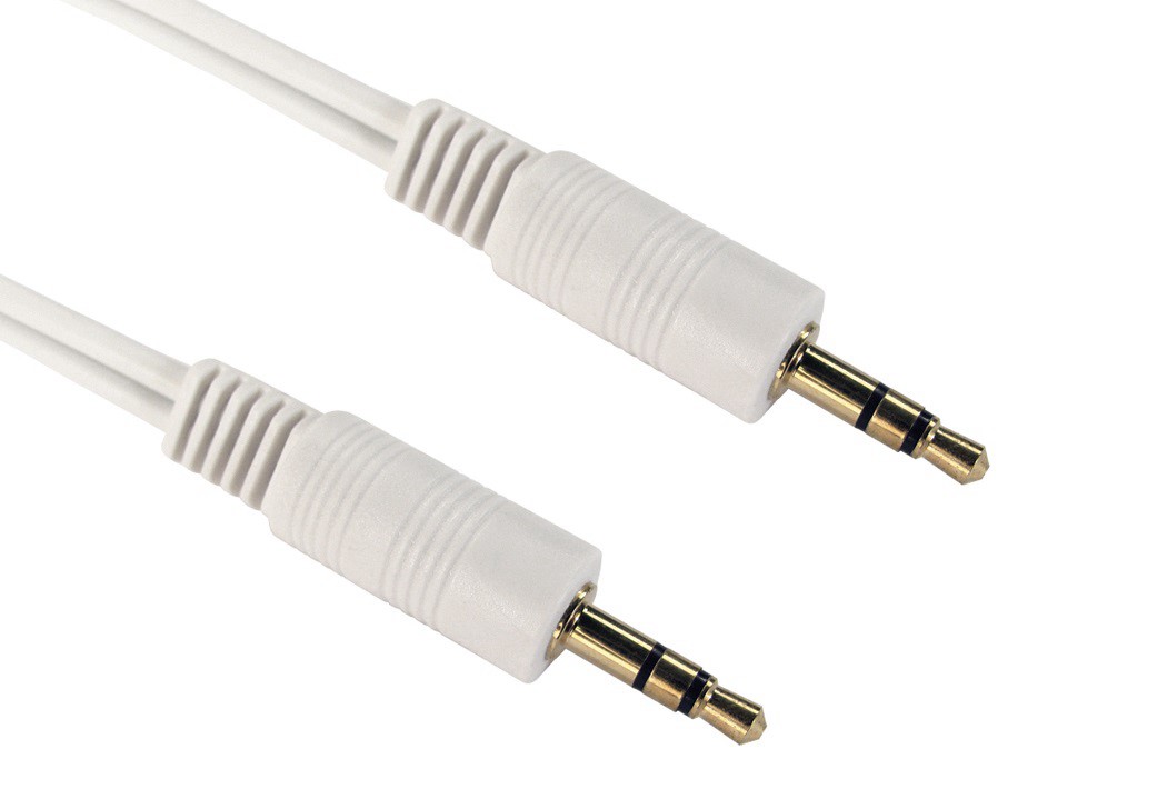 RS PRO Male 3.5 mm Stereo Jack to Male 3.5 mm Stereo Jack Auxiliary Cable, White, 200 mm