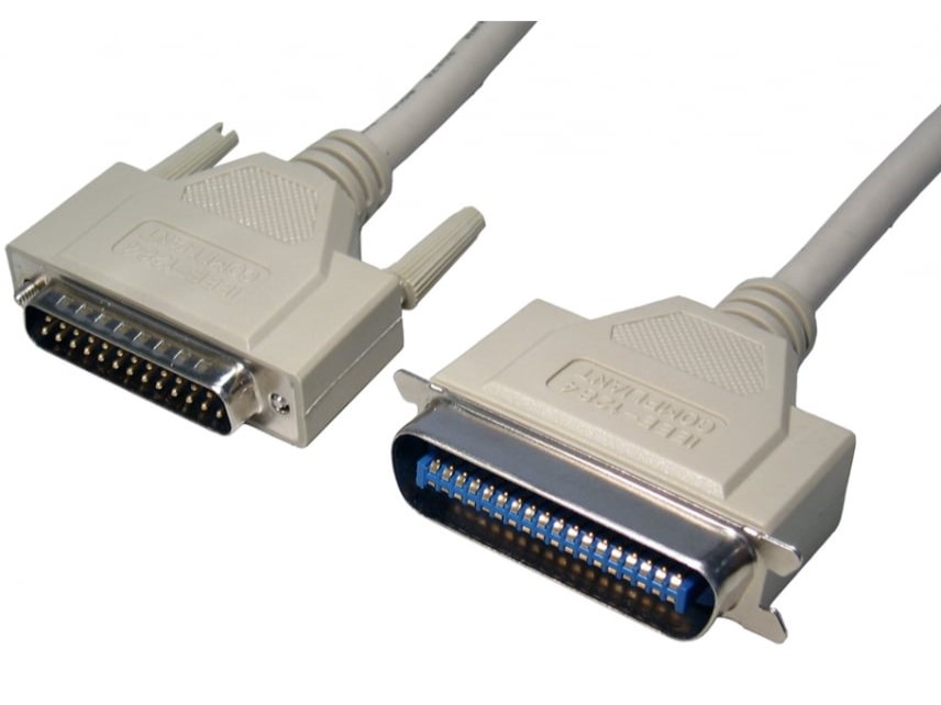 RS PRO Male Centronic, D-Sub 25-Pin to Male C36 Parallel Cable, 2 m, Grey Sheath
