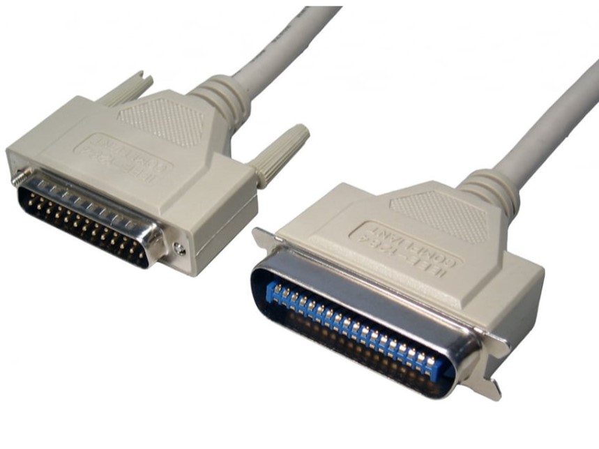 RS PRO Male Centronic, D-Sub 25-Pin to Male Parallel Cable, 5 m, Grey Sheath