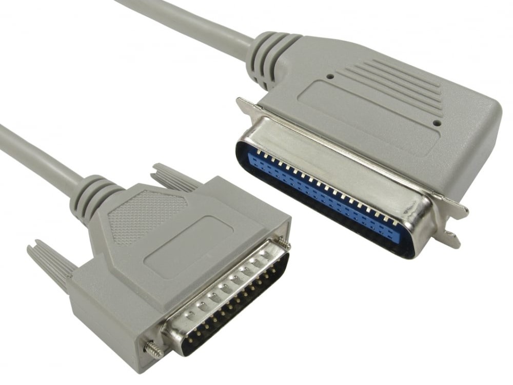 RS PRO Male Centronic, D-Sub 25-Pin to Male C36 Parallel Cable, 1 m, Grey Sheath