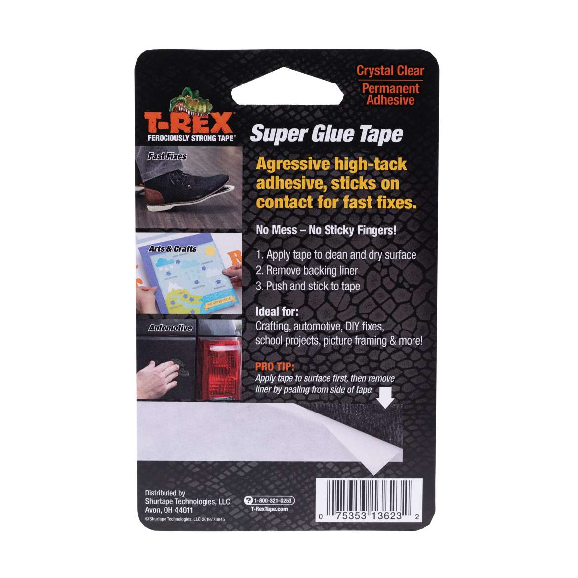286853 T-REX Double Sided Transparent Double Sided Polyester Tape, 0.127 mm Thick, Paper Backing, 19mm x 4.5 m