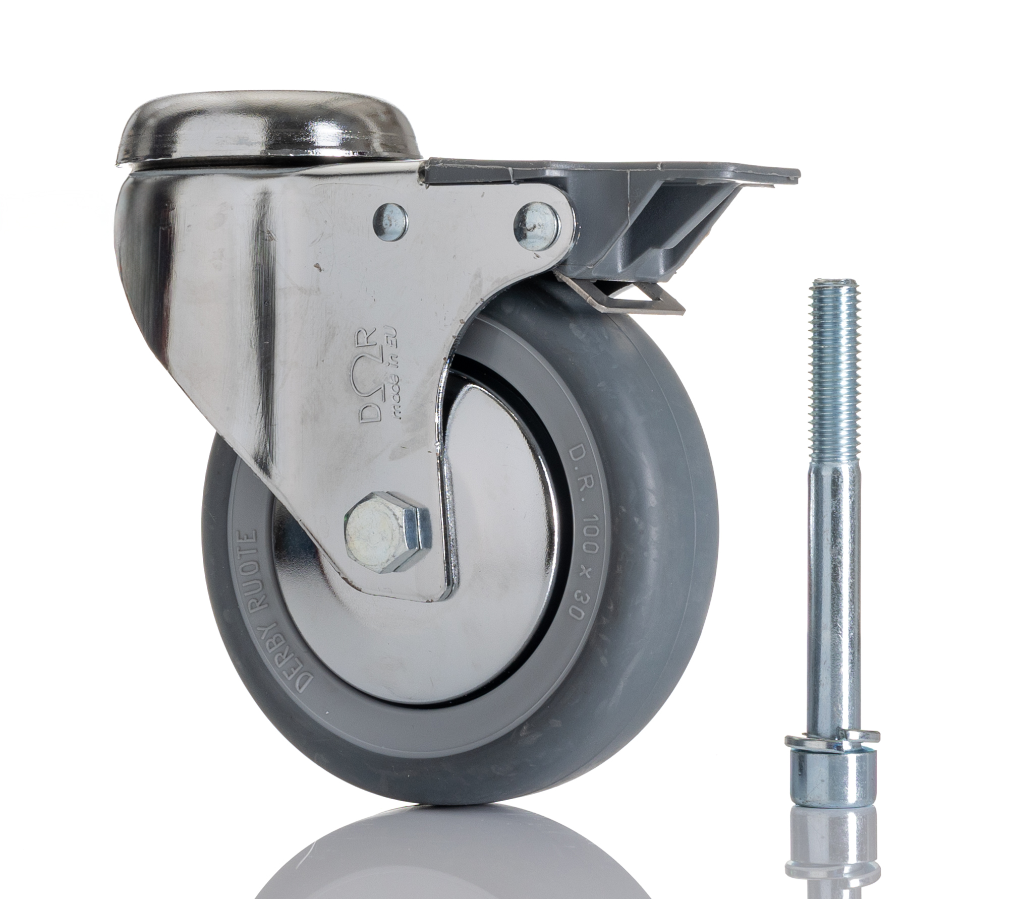 Tente Swivel Castor, 80 kg Capacity, 100 mm Wheel, Rubber