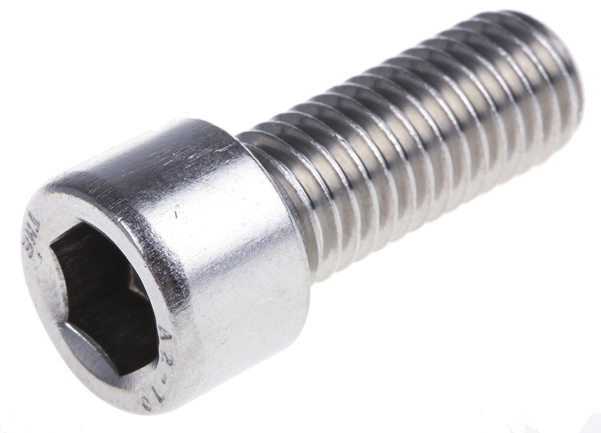 RS PRO Plain Stainless Steel Hex Socket Cap Screw, Hex Socket, M12 x 30 mm