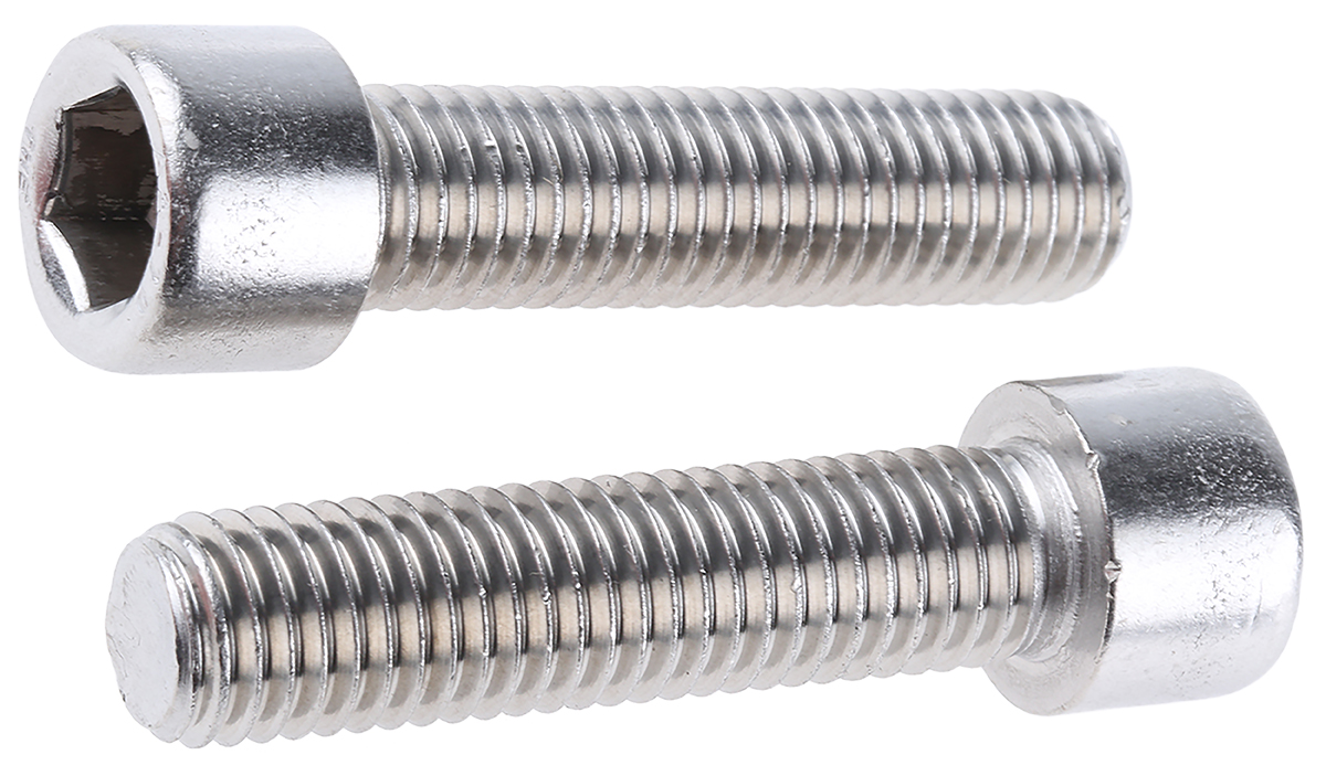 RS PRO Plain Stainless Steel Hex Socket Cap Screw, Hex Socket, M12 x 50 mm