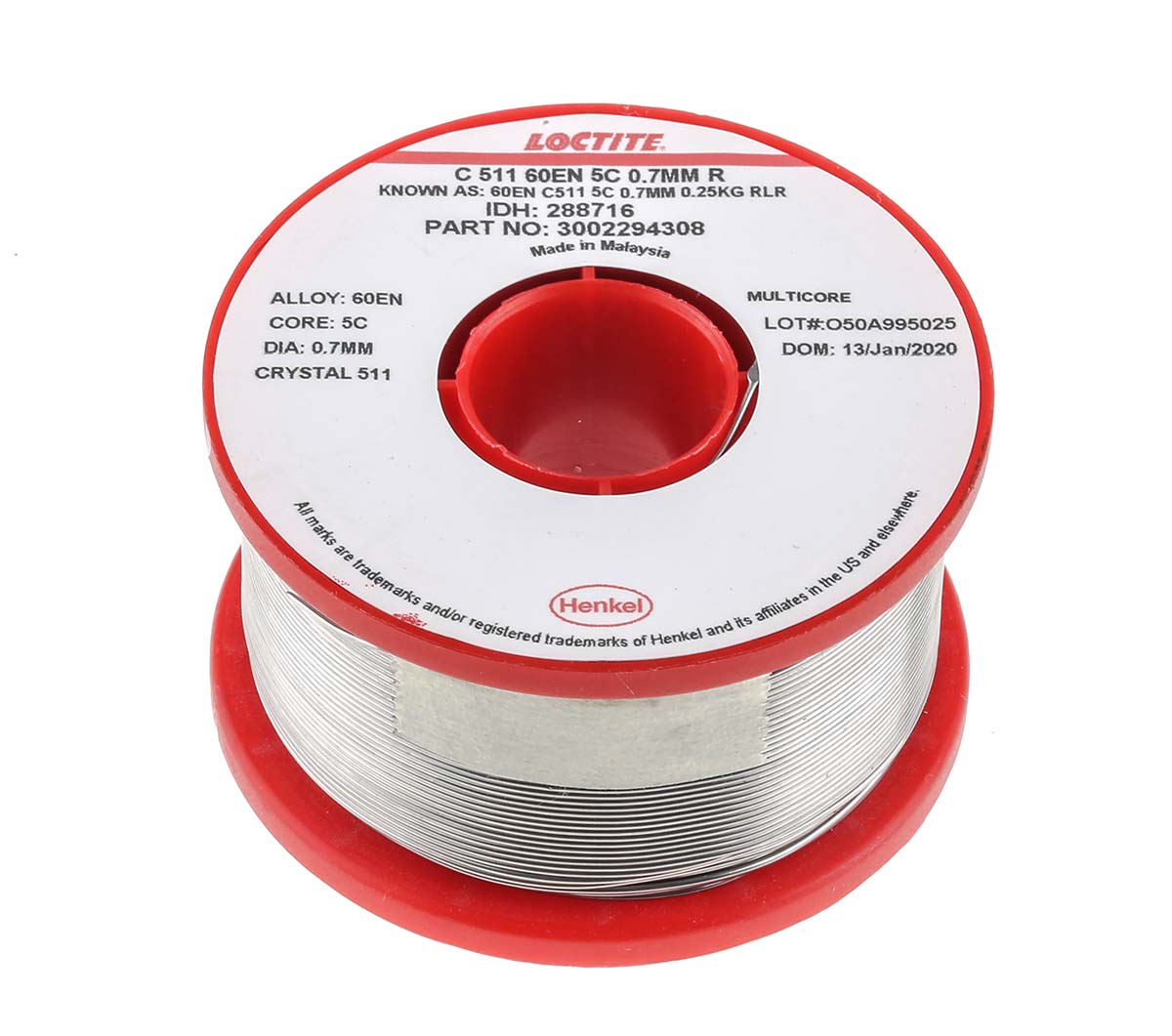 Multicore Wire, 0.7 mm Lead Solder, 188 °C Melting Point