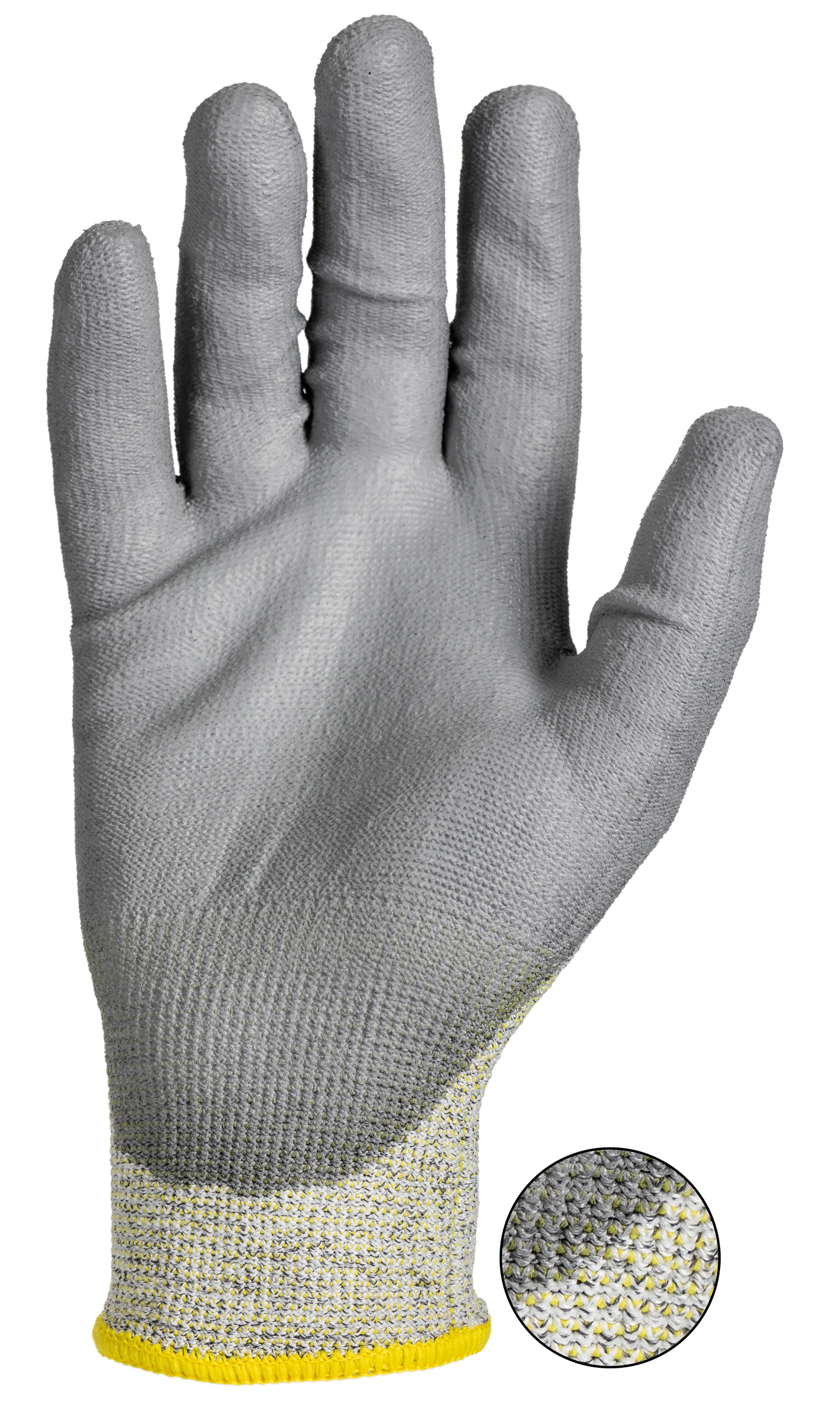 ln659-09 Liscombe Yellow Nylon Fibre Cut Resistant Gloves, Size 9, Polyurethane Coating