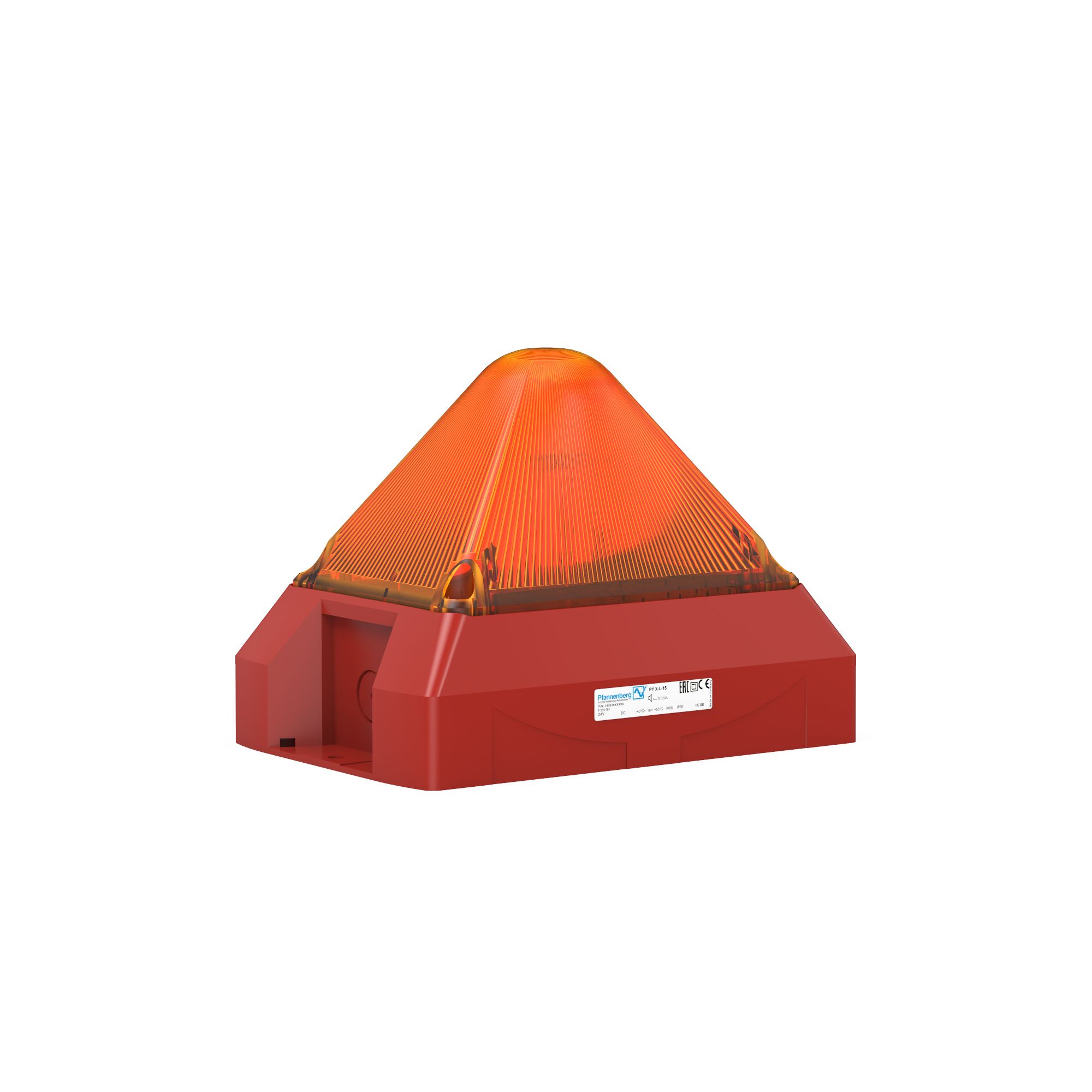 Pfannenberg PY X-L-15 Series Amber Flashing Beacon, 24 V ac, Free Mount, LED Bulb, IP66