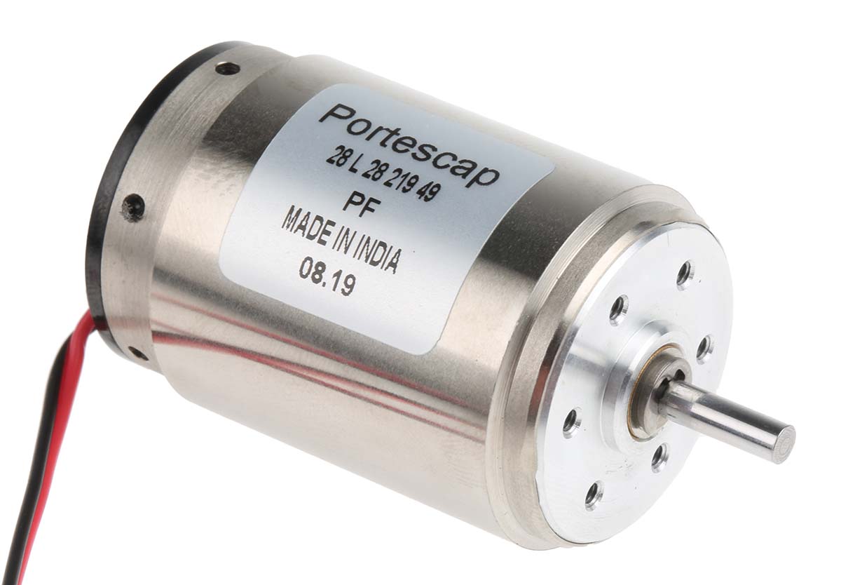 Portescap Low Inertia Type Servo Motor DC Motor, 11 W, 12V dc, 19.9 mNm, 5300rpm, 3 mm Shaft Diameter