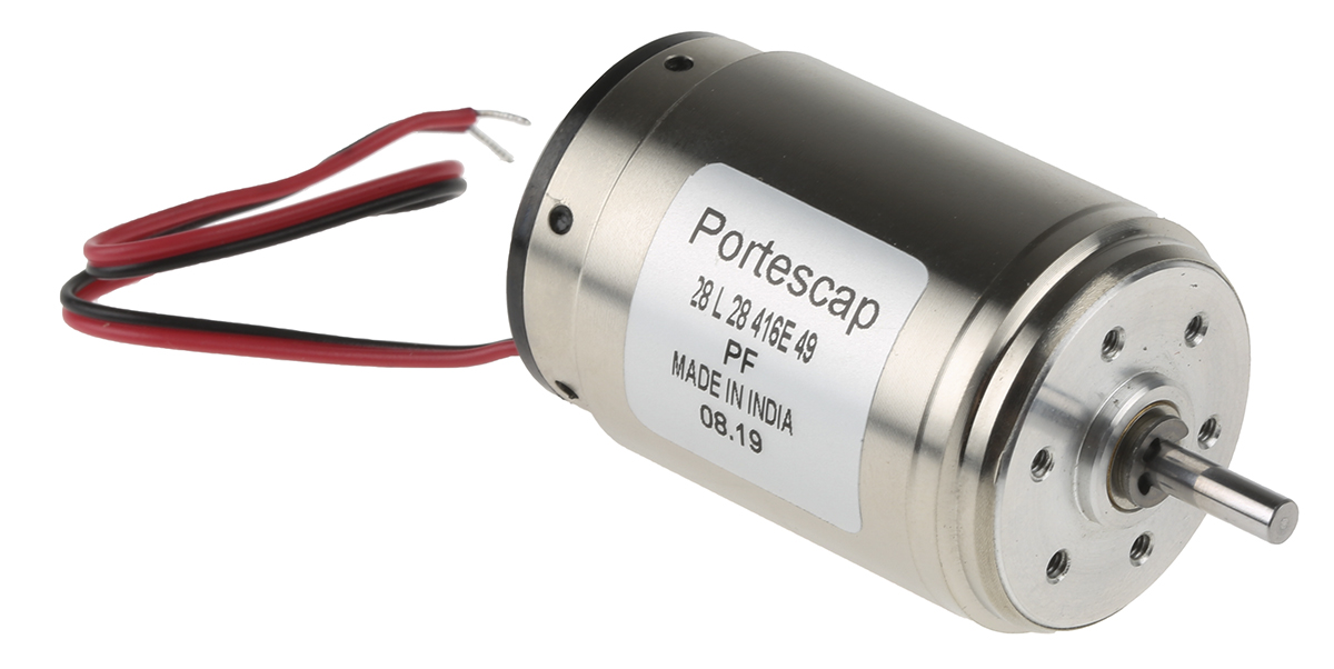 Portescap Low Inertia Type Servo Motor DC Motor, 11 W, 24V dc, 21 mNm, 5600rpm, 3 mm Shaft Diameter