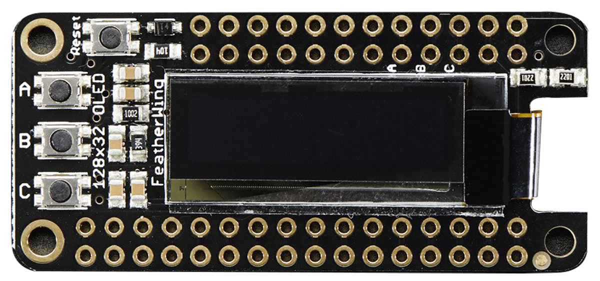 ADAFRUIT INDUSTRIES 2900 OLED FeatherWing 1 in OLED Display Add On Board With 128x32 Monochrome OLED for Feather Boards