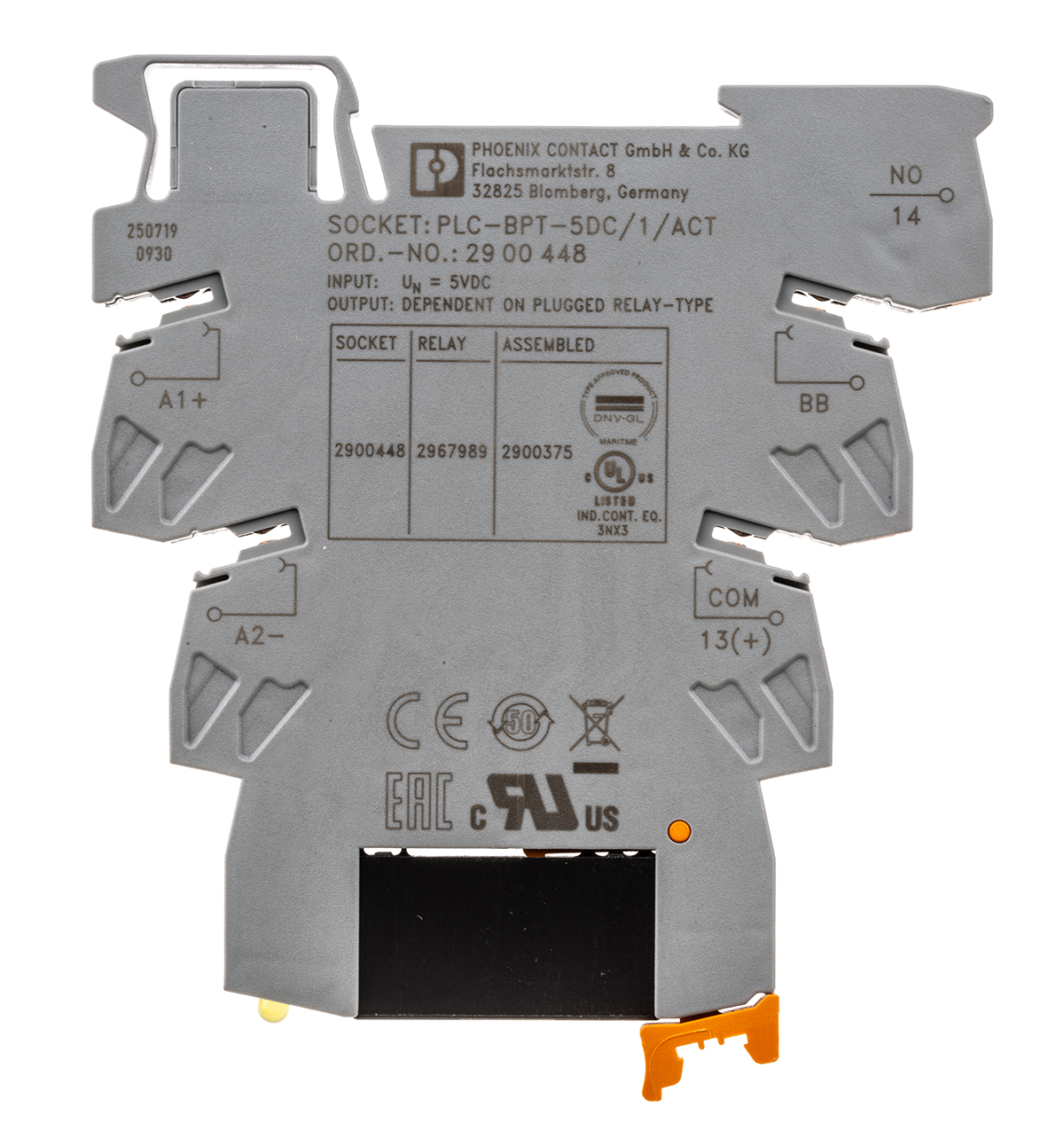 2900375 Phoenix Contact PLC-OPT-5DC/24DC/2/ACT Solid State Interface Relay, Control:6V ac/dc DIN Rail Surface Mount