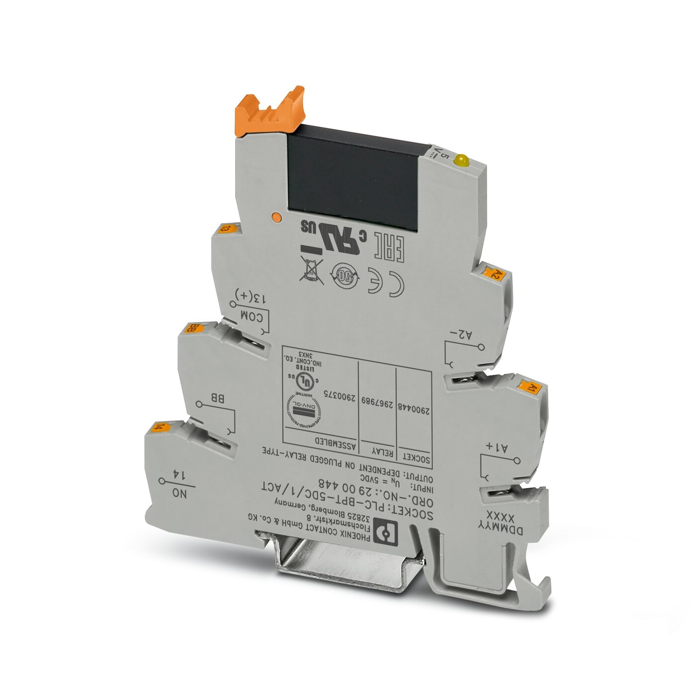 2900375 Phoenix Contact PLC-OPT-5DC/24DC/2/ACT Solid State Interface Relay, Control:6V ac/dc DIN Rail Surface Mount
