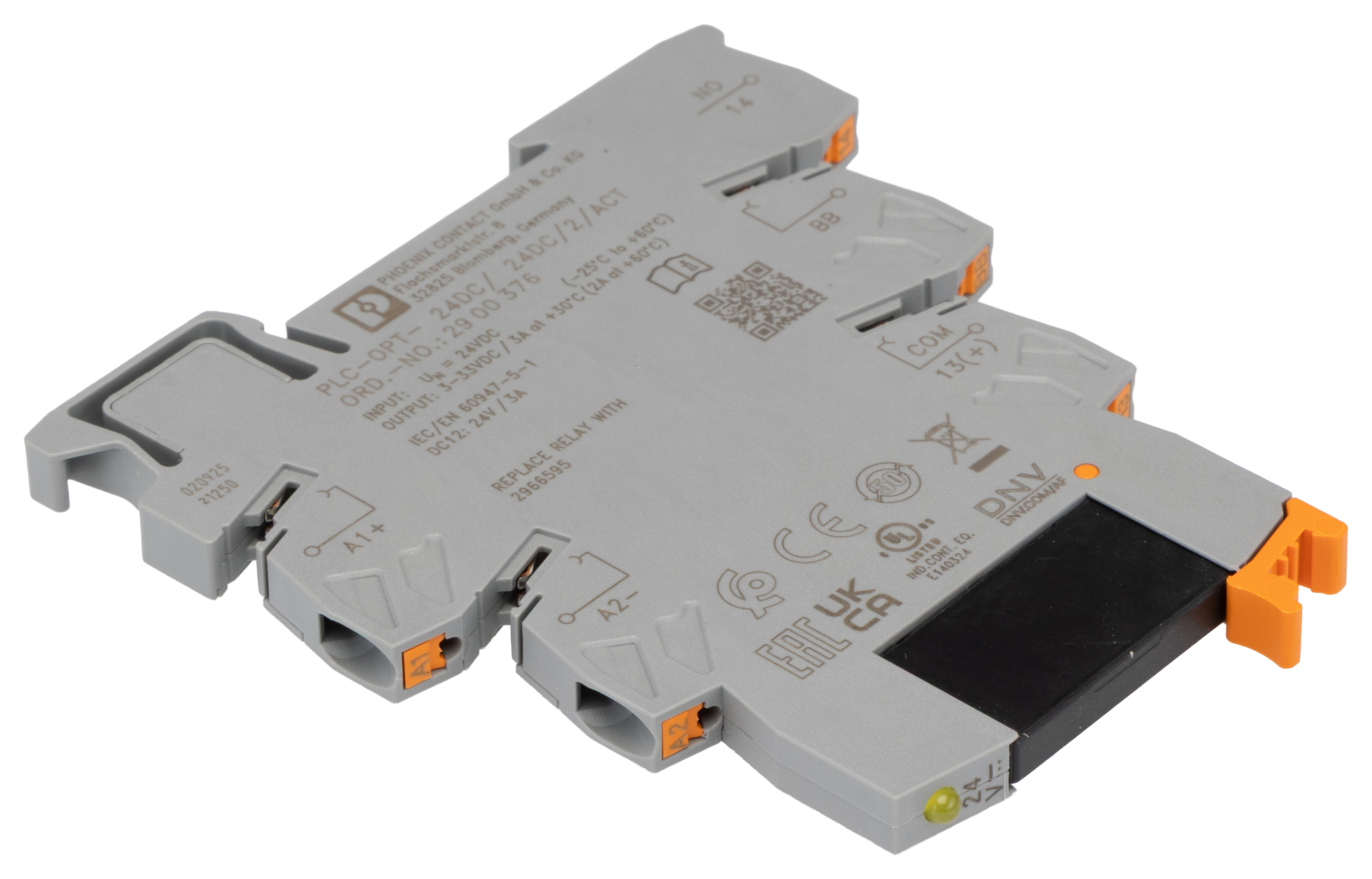 2900376 Phoenix Contact PLC-OPT- 24DC/ 24DC/2/ACT Solid State Interface Relay DIN Rail Push-in