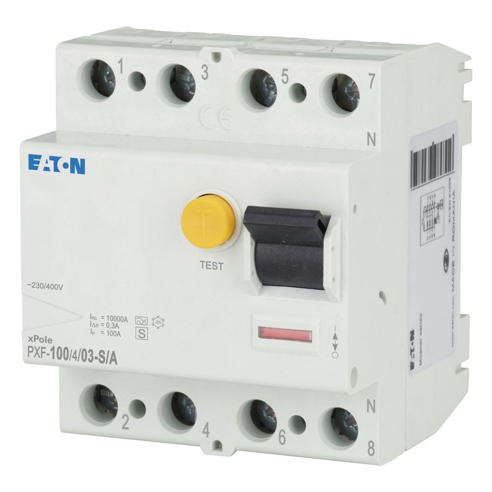 Eaton PXF Series Residual Current Circuit Breaker, 100A, 4-Pole, 300 mA, Type A, 500 A 400V ac