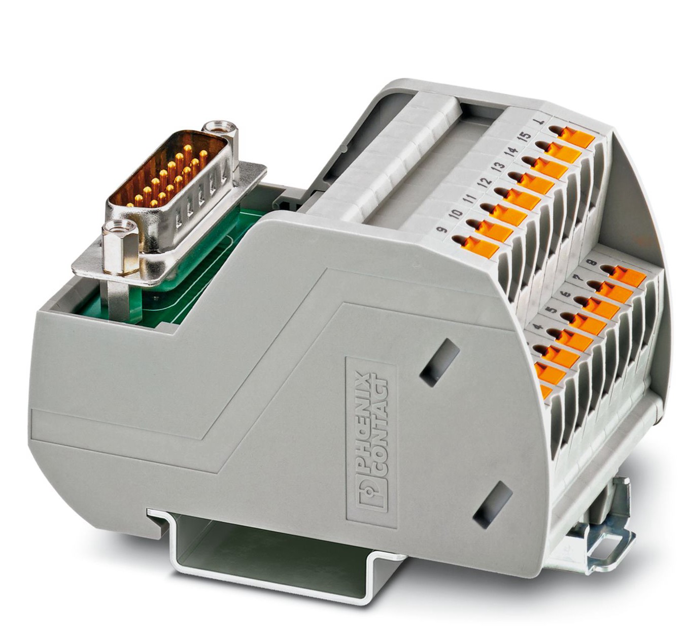 Phoenix Contact VARIOFACE Series 15-Contact Male Interface Module, D-Sub Pin Strip Connector, DIN Rail, 2A