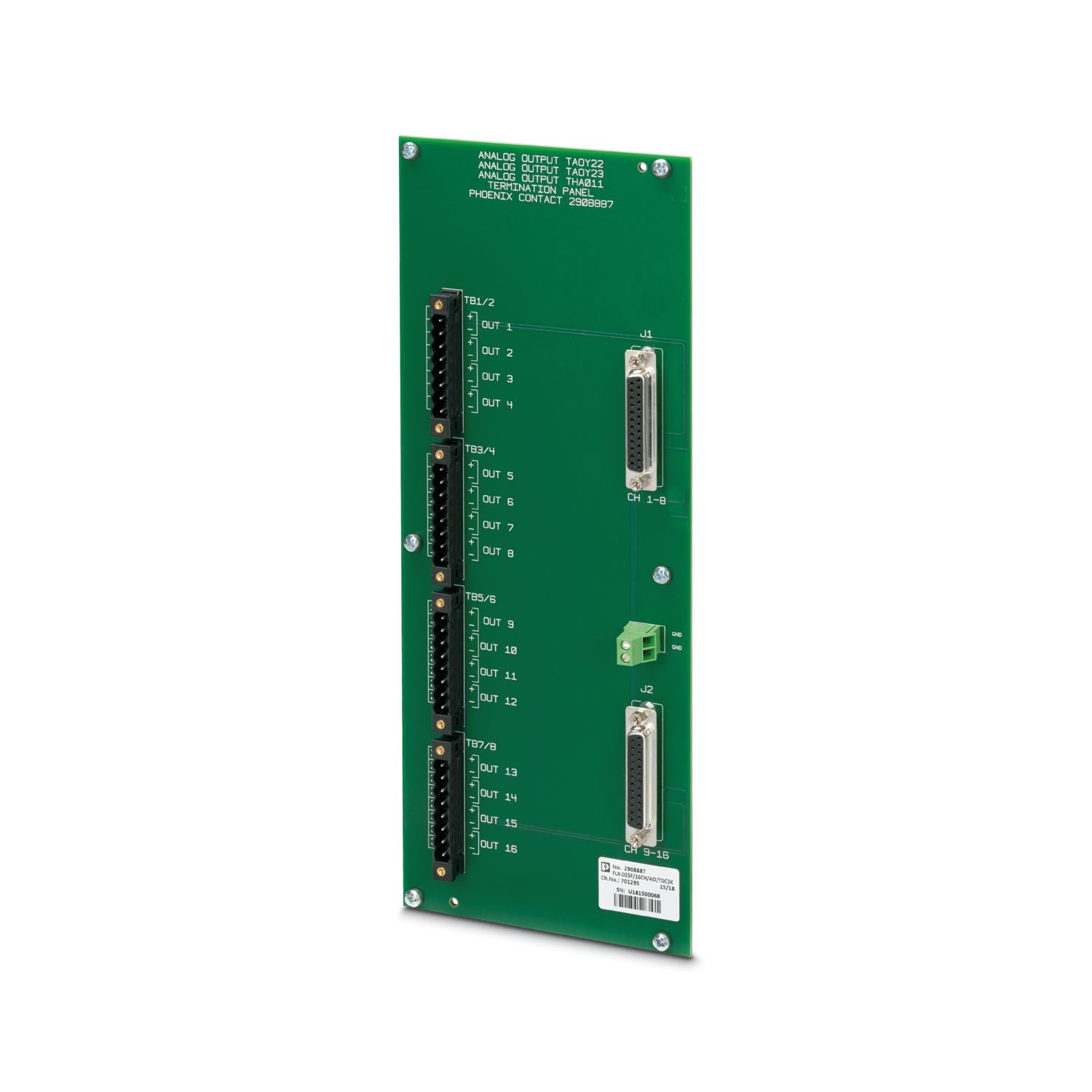 Phoenix Contact FLX-D25F/16CH/AO/TDC3K Series 25-Contact Female Interface Module, D-Sub Connector, Panel Mount, 500mA