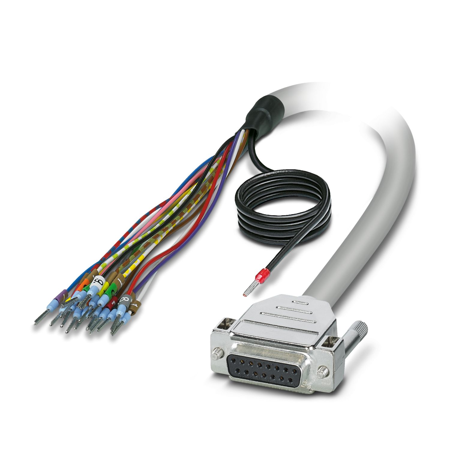 Phoenix Contact Female D-Sub 15-Pin Unterminated Cable, 3 m Polyvinyl Chloride