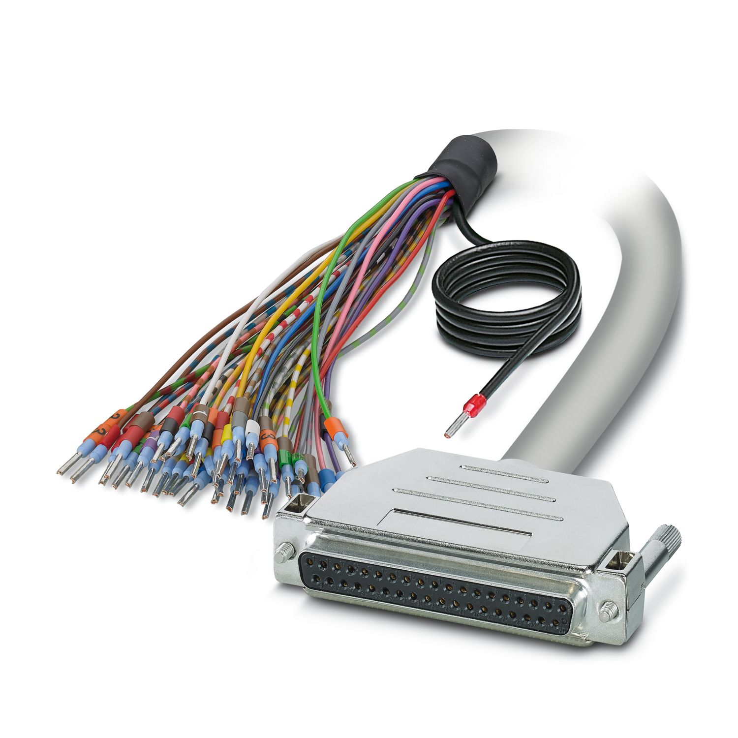Phoenix Contact Female D-Sub 37-Pin Unterminated Cable, 1 m Semi-Rigid Polyvinyl Chloride