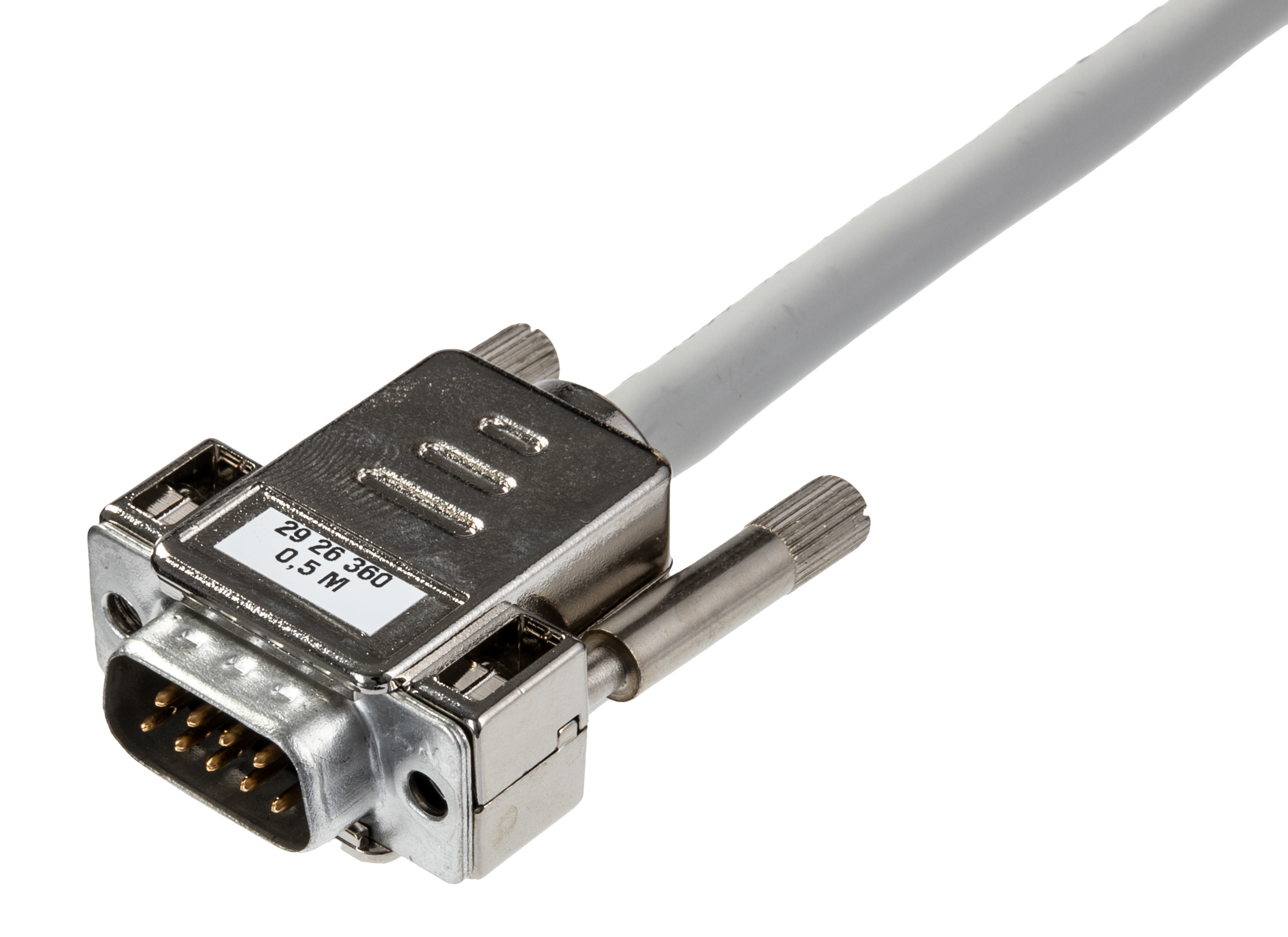 2926360 Phoenix Contact Male D-Sub 9-Pin to Male Free End Cable, 0.5 m Polyvinyl Chloride, CABLE-D- 9SUB/M/OE/0.25/S/0.5M Series