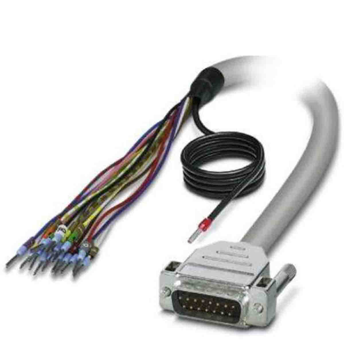 Phoenix Contact Male D-Sub 15-Pin Unterminated Serial Cable, 1 m Semi-Rigid Polyvinyl Chloride, D15SUB Series