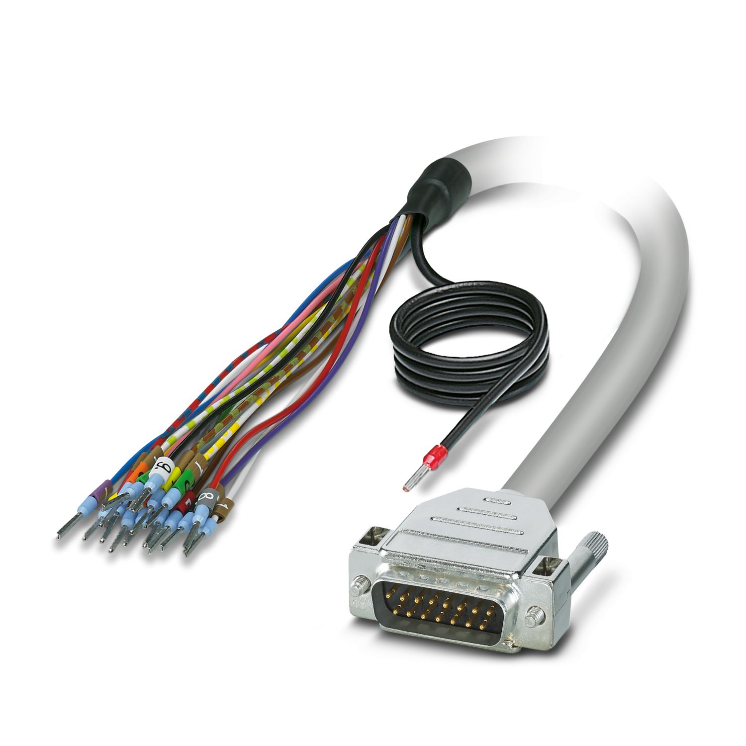 Phoenix Contact Male D-Sub 15-Pin Unterminated Cable, 2 m Polyvinyl Chloride