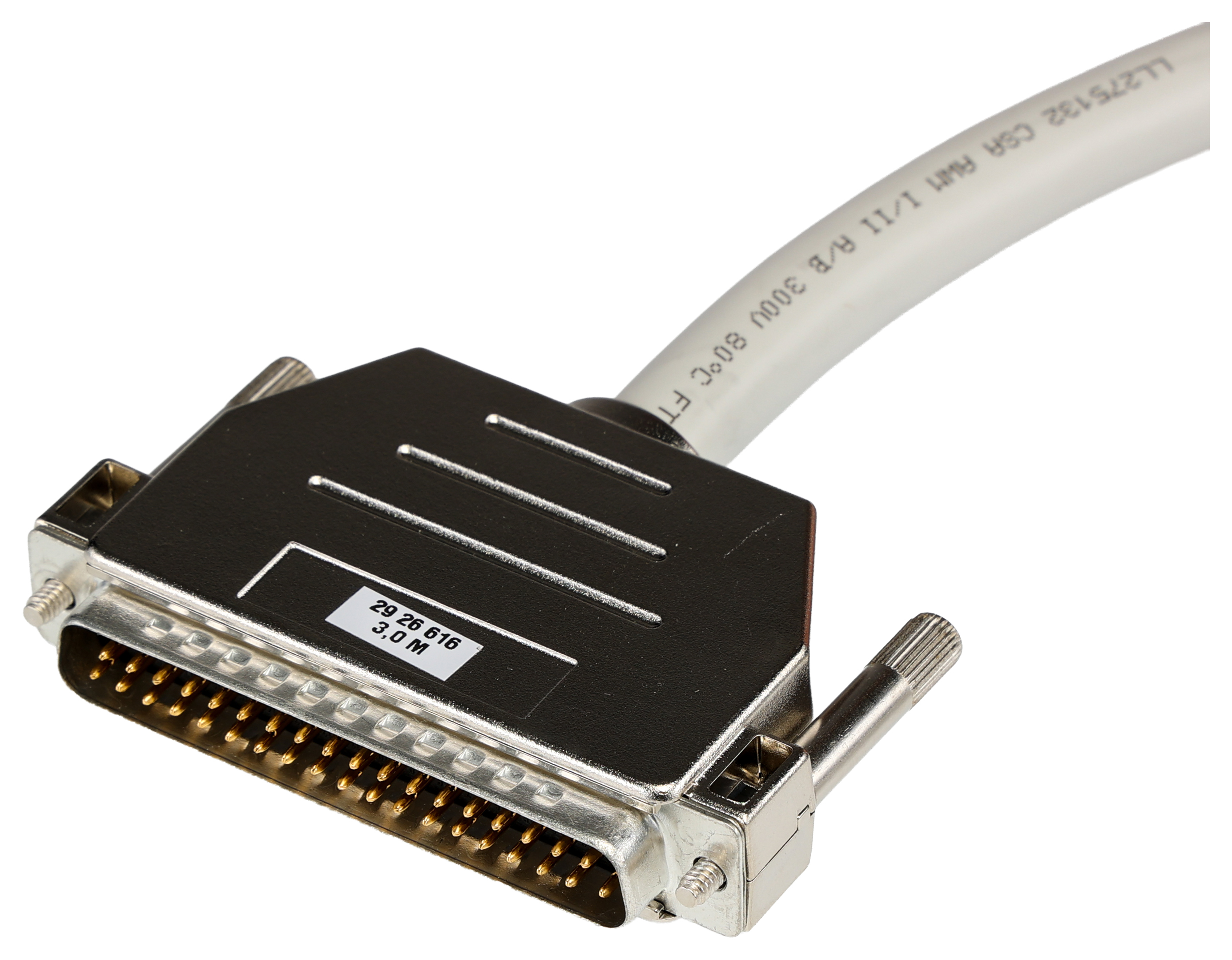 2926616 Phoenix Contact Male D-Sub 37-Pin Unterminated Cable, 3 m Semi-Rigid Polyvinyl Chloride, 25/S, CABLE-D-37SUB/M/OE/0