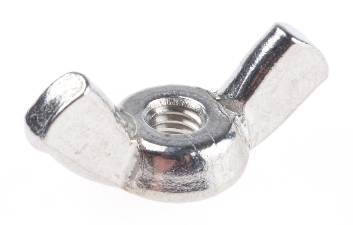 RS PRO 18 mm Bright Zinc Stainless Steel Wingnut, M4