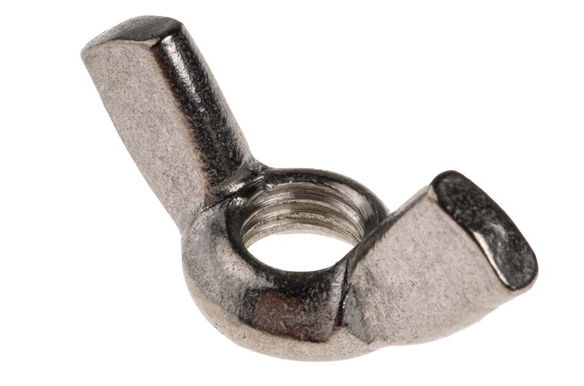 RS PRO 36 mm Bright Zinc Stainless Steel Wingnut, M8