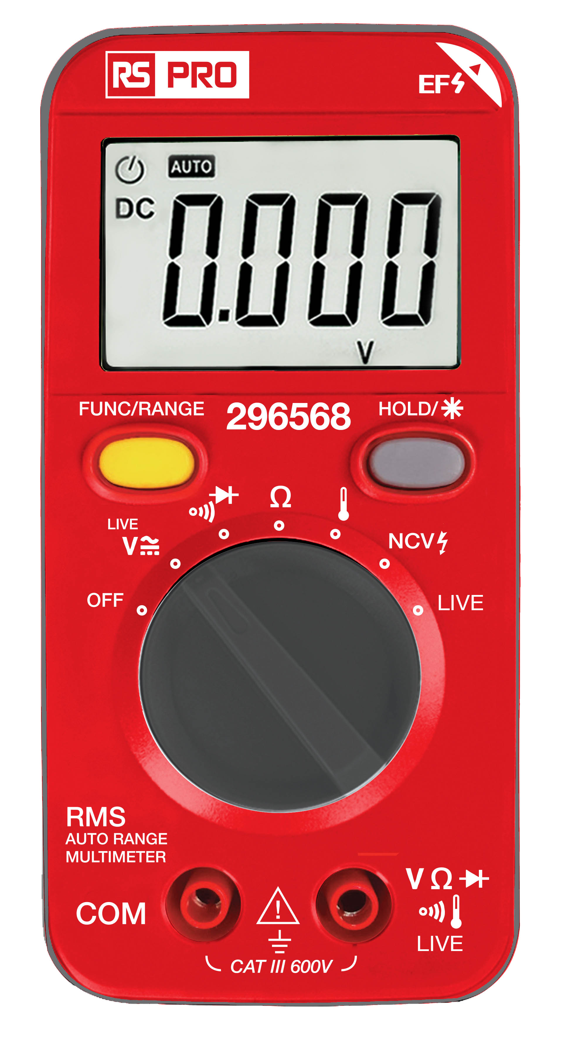 RS PRO 296568 Digital Digital Digital Multimeter, 1 A ac, 1 A dc, 600 V ac - UKAS Calibrated