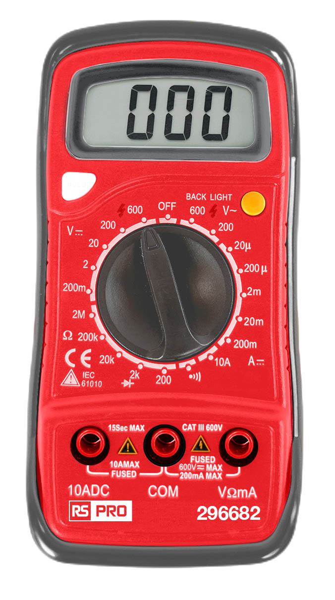 RS PRO Digital Digital Digital Multimeter, 10 A dc, 600 V ac - UKAS Calibrated