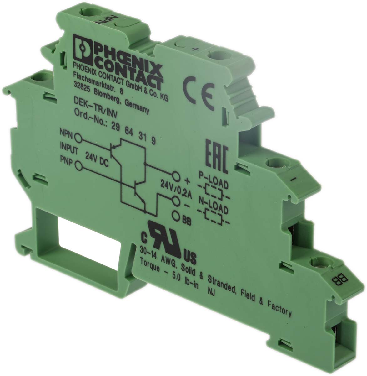 2964319 Phoenix Contact DEK Solid State Interface Relay 26V DIN Rail Screw