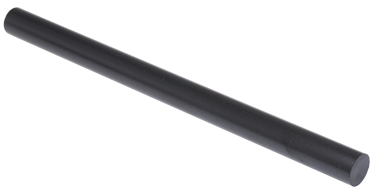 RS PRO Black Polyetheretherketone PEEK Rod, 300 mm x 20 mm Diameter