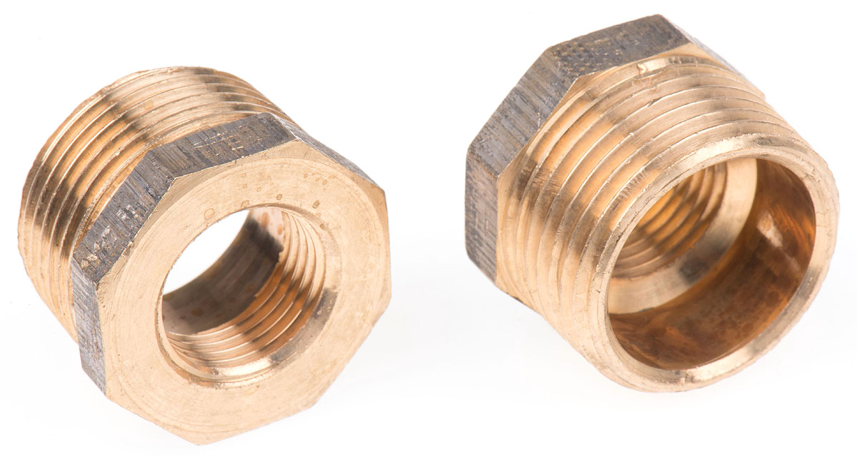 RS PRO Threaded Fitting, Straight Reducer Bush Reducer Bush Reducer Bush, Male BSPT 1 in to Female BSPP 1/2 in