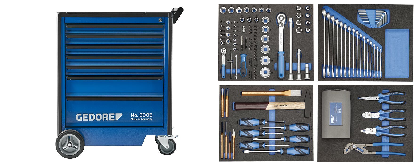 Gedore 7 Drawer Wheeled Tool Trolley, Sheet Metal