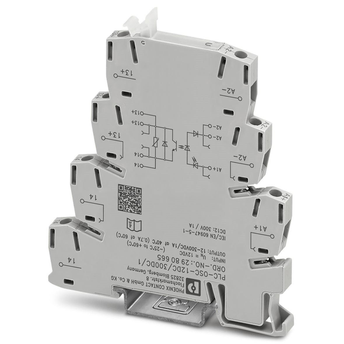 Phoenix Contact PLC-OSC- 12DC/300DC/1 Solid State Interface Relay 12V dc, 300 V dc DIN Rail Screw