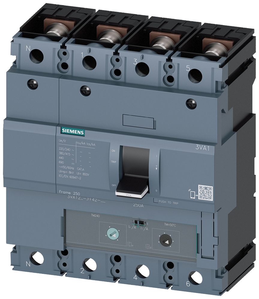 Siemens, SENTRON Circuit breaker 4P 160A, DIN Rail Mount