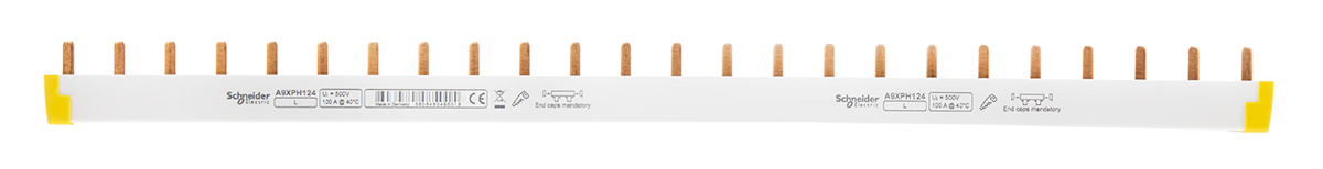 a9xph124 Schneider Electric 1 Phase Busbar, 24 Module, 415V, 18mm Pitch
