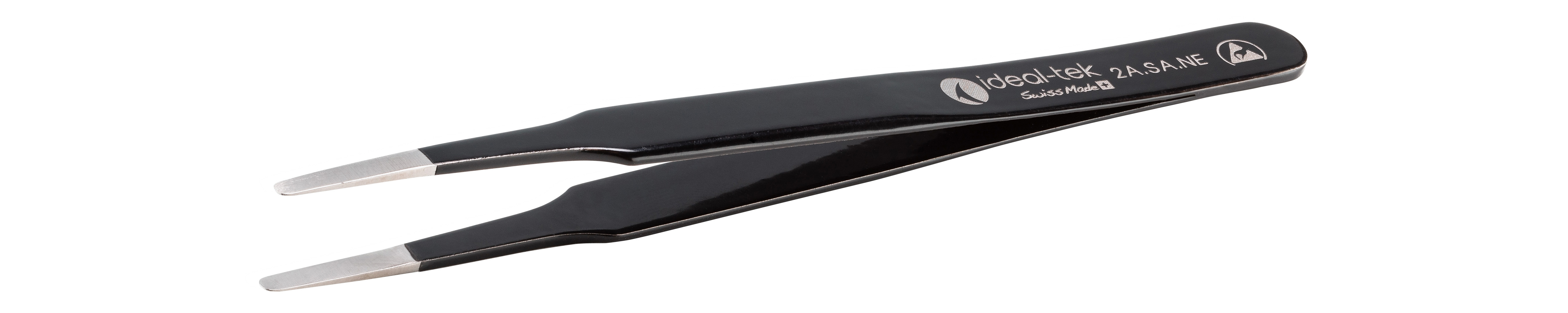ideal-tek 120mm Stainless Steel Fine, Straight, Flat, Round ESD Safe Tweezer