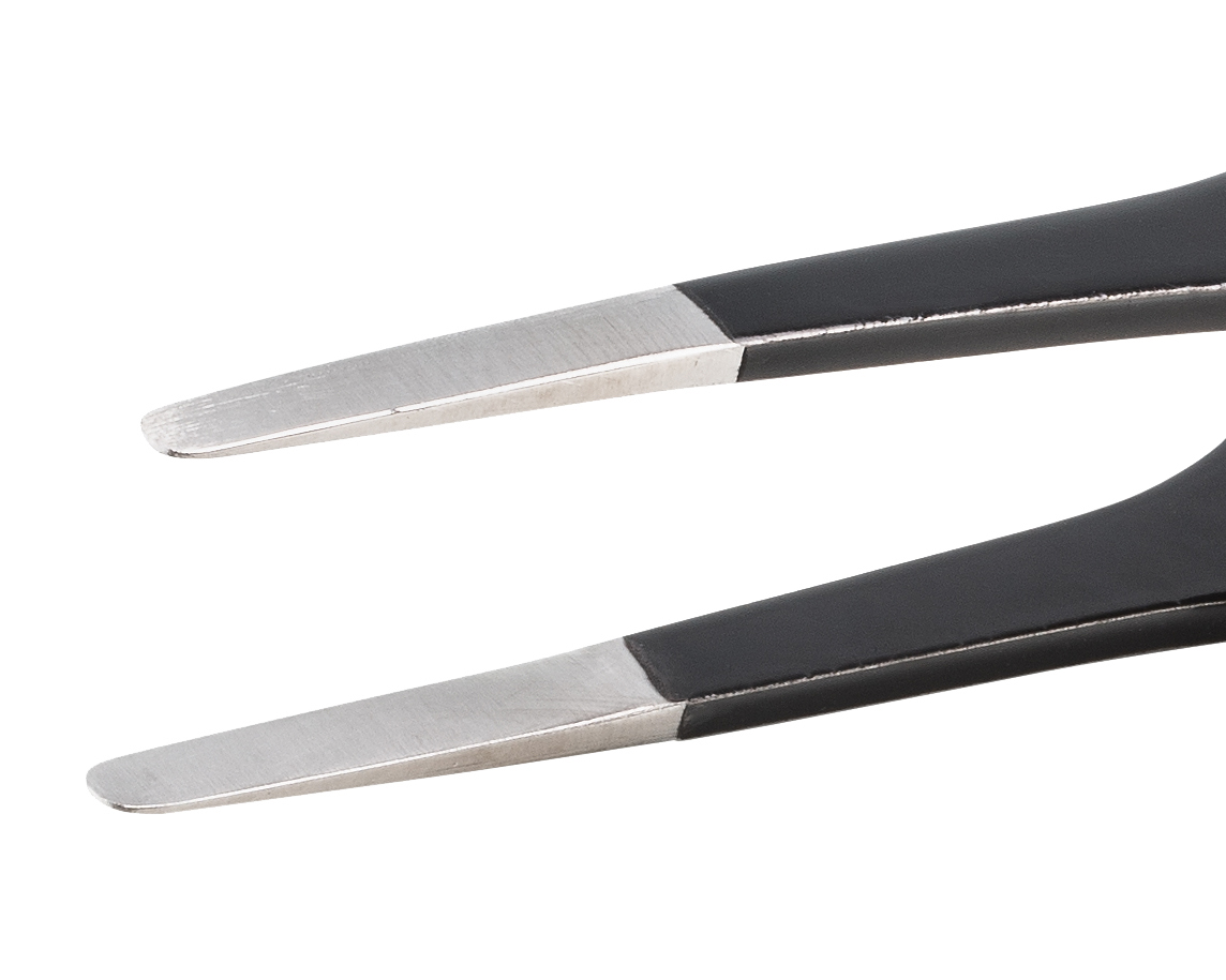 2asane6 ideal-tek 120mm Stainless Steel Fine, Straight, Flat, Round ESD Safe Tweezer