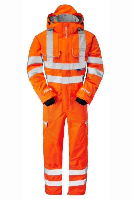 pr505-4xl PULSAR Orange Reusable Hi Vis Overalls, 4XL