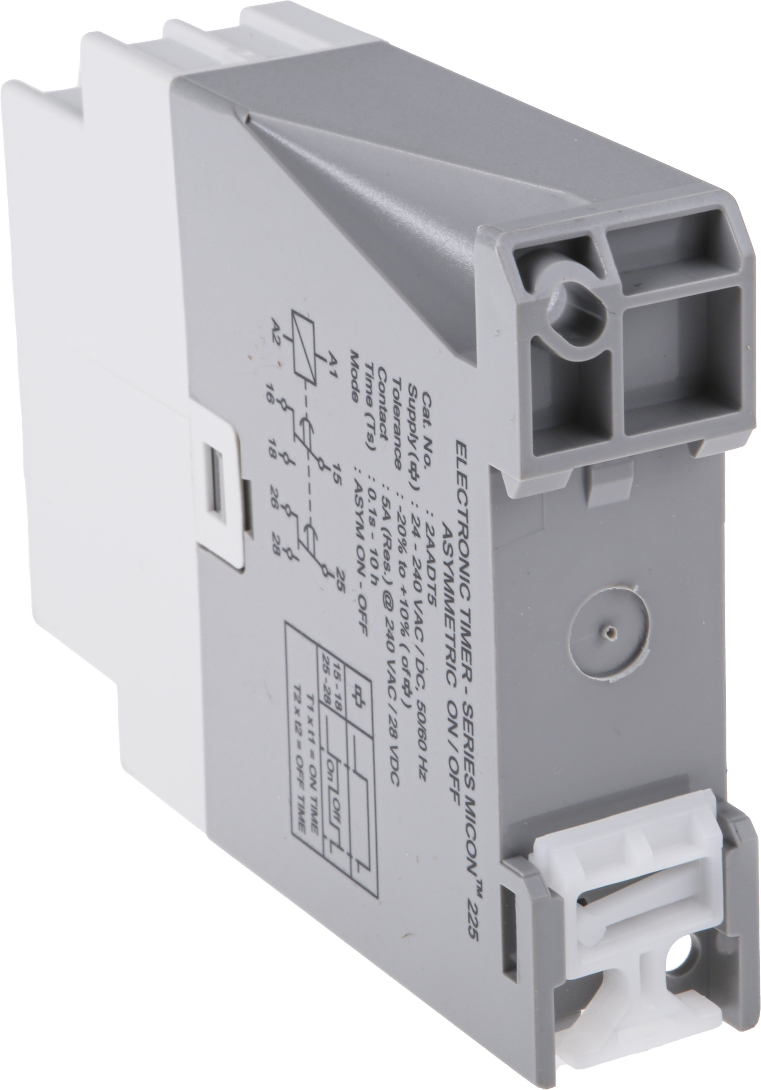 2aadt5 GIC 2AAD Series DIN Rail Timer Relay, 2-Contact, 240 V dc 24V ac, 240 V ac, 0.1 s to 10 h, Multifunction-Function, DPDT